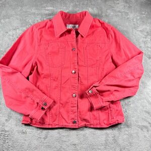 Jones New York Country Cropped Denim Jacket Women's L Pink Western Cowgirl‎